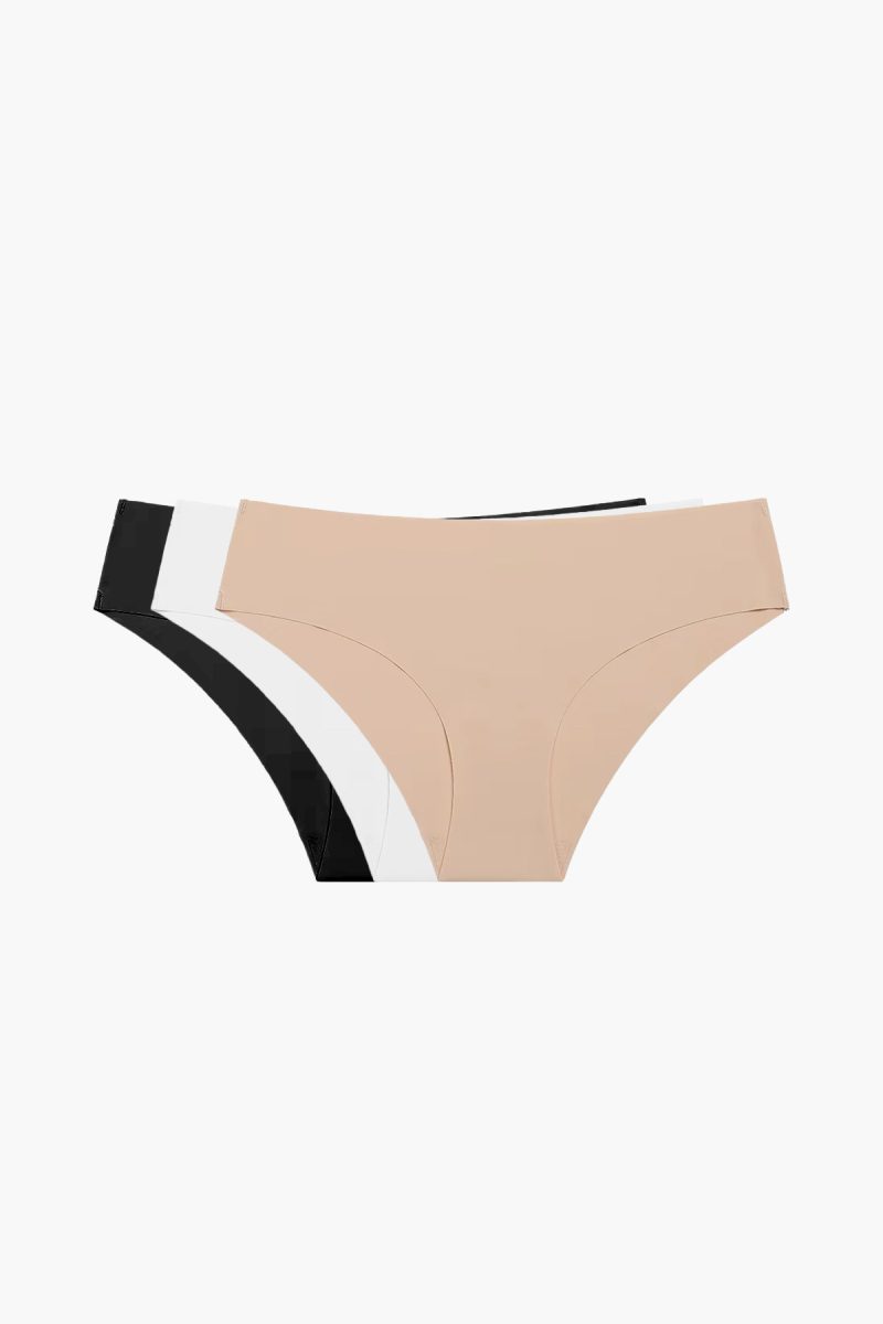 Olivia Invisible Briefs 3-pack, Black/White/Sand